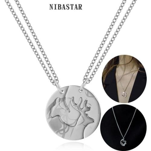 NIBASTAR Antlers Jigsaw Puzzle Pendant Necklace For Couple Men Woman Best Friends Forever Friendship Necklaces Jewelry Gift