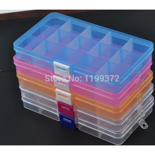 240pcs 15 grids Plastic Jewelry Box Movable Dividers Adjustable Compartment Organizer Small Things Container Tool Containers