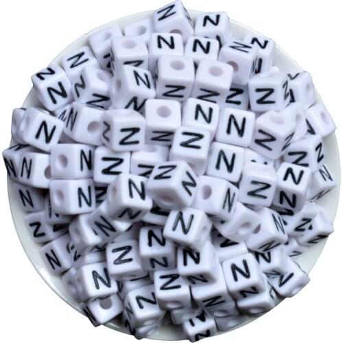 Plastic Alphabet White 50PCS Size Of 10x10m Beads Acrylic Letters Children Education Handmade DIY Bracelet Beads