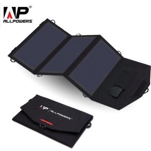 ALLPOWERS 5V 18V 21W Portable Solar Phone Charger Solar Laptop Charger Car Charger for iPhone Samsung iPad ect