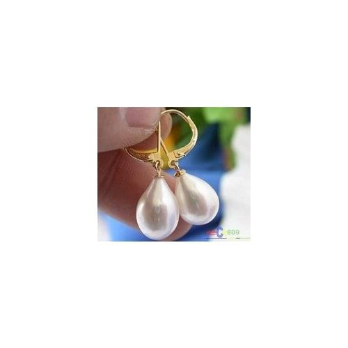 Lovely Fine 16MM WHITE DRIP FW CULTURED PEARL DANGLE EARRING WHOLESALE (1 Pairs) Hook Earrings marvel choker