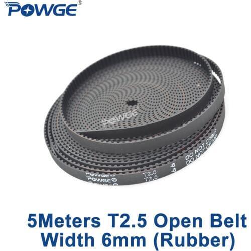POWGE 5Meters T2.5 Synchronous Belt width 6mm Rubber fiberglass Metric Trapezoid T2.5-6 open ended belt T2.5 pulley 3D Printer