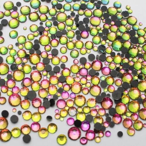 Mix 5 Sizes 1200pcs/Lot,RainBow HotFix SS6 SS10 SS16 SS20 SS30 FlatBack Rhinestones,Hot Fix DIY glitters loose crystals stones