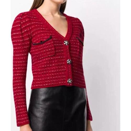 Sweaters Christmas cardigans red women autumn fashion button up sexy v-neck long sleeve Korean clothes zaful knitted top outwear