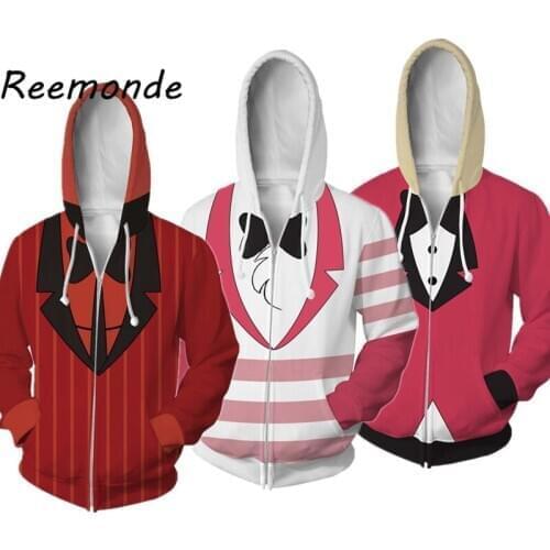 Anime Hazbin Cosplay Zipper Hoodies Sweatshirts Men Hooded Coat 3D Pint Charlie Alastor Pullover Hoodie Jacket Women Clothing