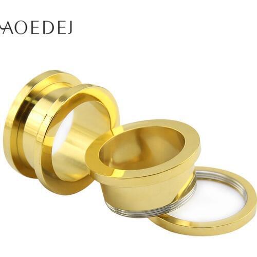 AOEDEJ 2-30mm Tunnels Ear plug Expanders Stainless Steel Piercing Plugs Tunnels Black Ear Gauges Stretchers Earings Piercing