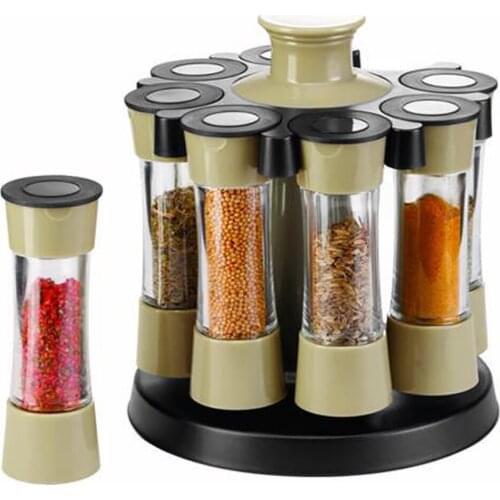 8-Jar Universal Revolving Spice Rack Seasoning Storage Stand Organizer Durable Kitchen Tool Multifunctional Seasoning Bottle Set