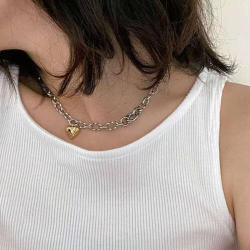 Joolim Jewelry Gold Finish Peach Heart Collarbone Chain Necklace Stainless Steel Necklace