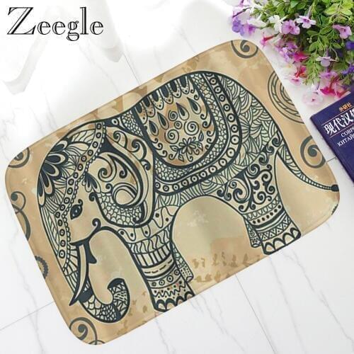 Zeegle Creative Elephant Printed Doormat Flannel Home Decoration Non-slip Floor Mat And Carpet Hallway Rug Soft Foot Mat