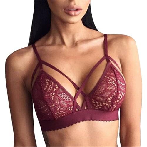 Hot 2019 Style Sexy lace Triangle womens underwear Floral Transparent Bralette Bras Crop Top Bustier Unpadded Mesh Lined