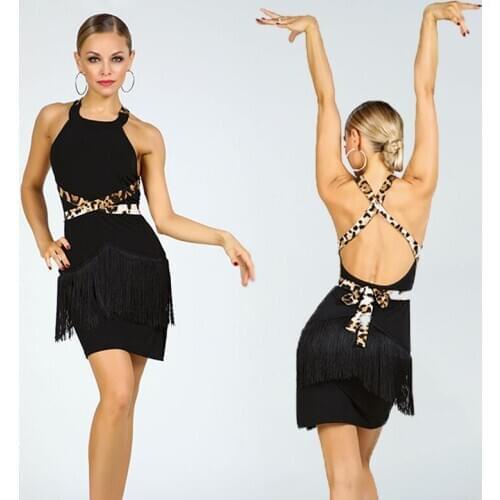 2020 Sexy Latin Dance Dress For Women Latina Stage Peformance Costume Black Salsa Practice Dance Wear Ballroom Dresses JL1077