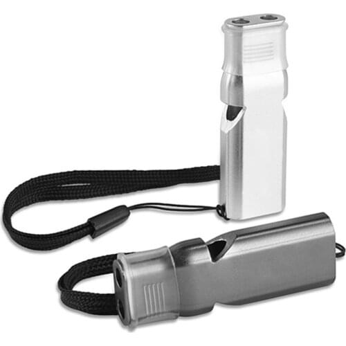 1pcs Outdoors High Decibel Portable Keychain Whistle Stainless Steel Double Pipe Emergency Survival Whistle Multifunction Tools