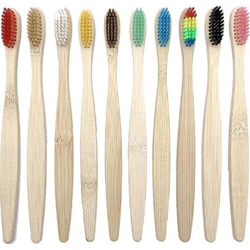 10pcs/set Natural Bamboo Toothbrush Soft Bamboo Toothbrush With Bristles Oral Care Toothbrush For Teeth Care