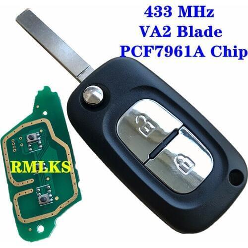 2 Buttons 433MHz PCF7961A ID46 Chip Flip Remote Key For Renault Clio III Clio 3 Kangoo Master Modus Twingo 2006-2016 7701210033