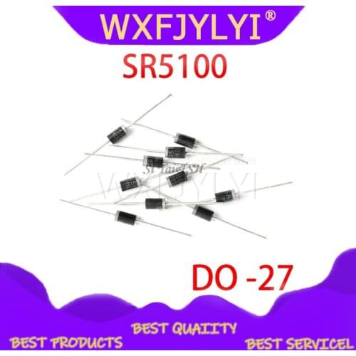 20PCS schottky diode SR5100 5A/ 100V DO -27 SB5100