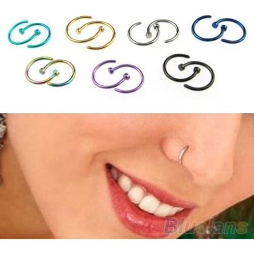 2021 new 2Pcs Stainless Steel Nose Ring Open Hoop Earrings fashion simple Unisex Body Piercing Jewelry