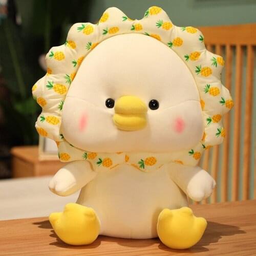 2021 Lovely Plush Toys Fruit Print Goose Shaped Doll Stuffed Toys Throw Pillow Nice Gift for Children Adults 22cm