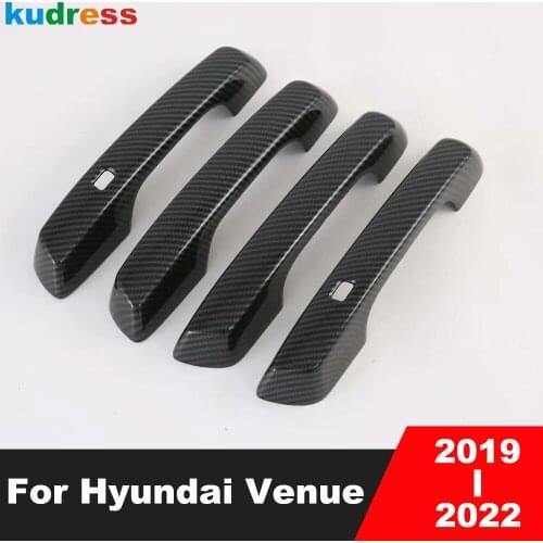 For Hyundai Venue 2019 2020 Carbon Fiber Side Door Handle Cover Trim Door Handle Bowl Frame Sticker Car Styling Accessories