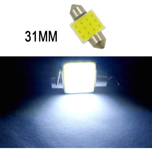 50Pcs White Festoon LED COB Bulbs 31mm Car Bulb For Auto Dome Map Reading License Plate Lights 12V