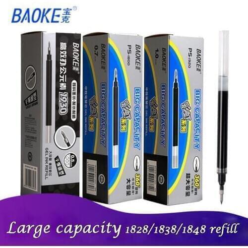 6pcs BAOKE Gel Pen Refill 0.5/0.7/1.0mm Red/Black/Blue Signature Large Capacity Ink For Exam Office Refillable Neutral Pen