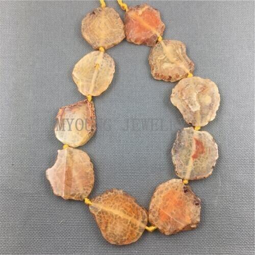 Freeform Orange dragon vein agates Slab Slice Loose Beads,Cut Slab Sliced Achate Beads For Jewelry Making 15.5" strand MY1037