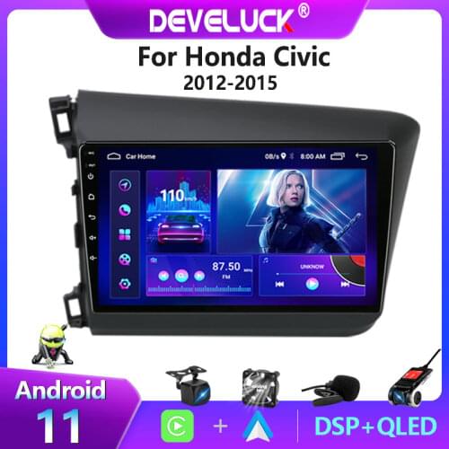 Android 10.0 2 Din Car Radio Multimedia Video Player For Honda Civic 2012-2015 4G+64G RDS DSP+48EQ GPS Navigation 4G Net WIFI