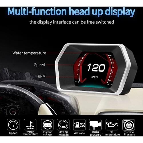Car HUD OBD2 GPS Dual System Head Up Display Multi-alarm P17 Speedometer with Overspeed Alarm Acceleration Brake Test