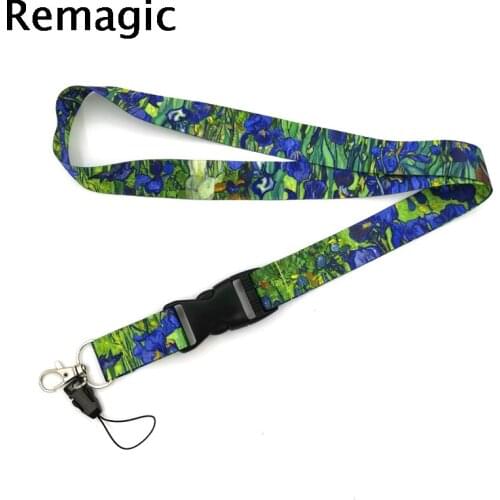 Irises flowers Neck keychain necklace webbings ribbons Anime Cartoon Neck Strap Lanyard ID badge holder Keychain