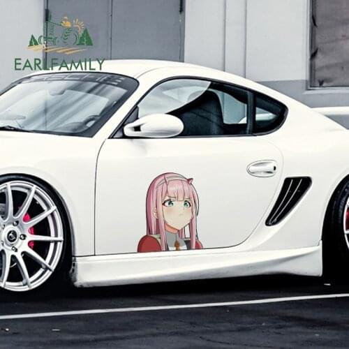 EARLFAMILY 43cm x 37cm For Zero Two Darling In The FranXX Car Stickers Sunscreen Decal Personality Campervan Motorcycle Decor