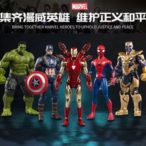 Marvel Avengers 35.6cm MK85 Hero Figure Iron Man Spiderman American Captain Hulk Thanos Doll Model Deco Children Toy Gifts
