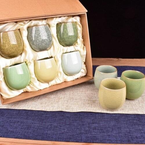 1pcs Japanese Style Ceramic Tea Cups Porcelain Kung Fu Pottery Wine Coffee Mug Celadon Teacup Wholesale Retro