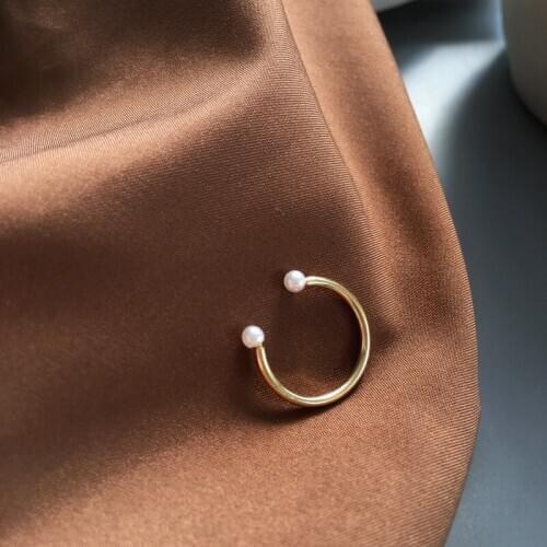 Metal Simulated-pearls Beautiful Rings for Women Daily Fashion Open Ring Luxury Jewelry