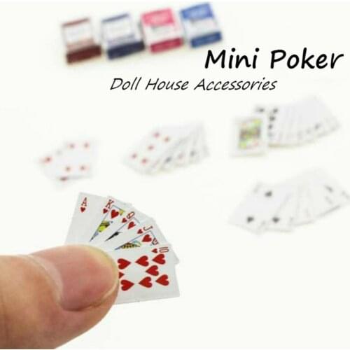 1set Mini Poker Playing Cards Style Random Funny Models Poler Cute Miniature Doll Toys Decorative 1:12 Dollhouse Accessories