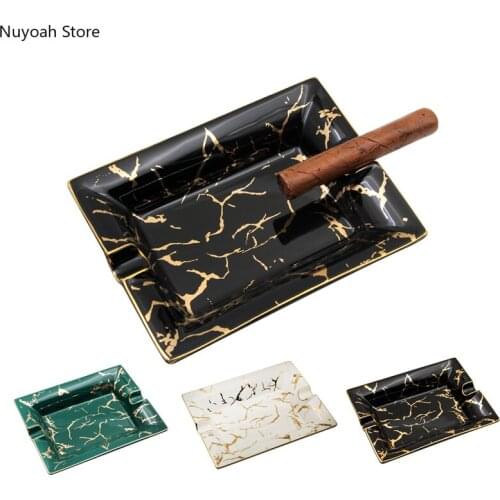 Marble Pattern Ceramic Cigar Ashtray European Style Ashtray Simple Anti-fly Ash Ashtray Light Luxury Home Decoration Accessories