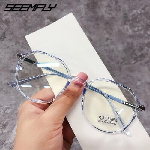 Seemfly Irregular Frame Glasses Women Men Vintage Fashion Clear Lenses Eyeglasses Computer Gaming Goggle Mirror Unisex Eyewear