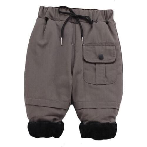 Autumn Winter Childrens Double Layer Plush Trousers Winter Baby Childrens Warm Cotton Pants Kids Clothes Boys' Plush Trousers
