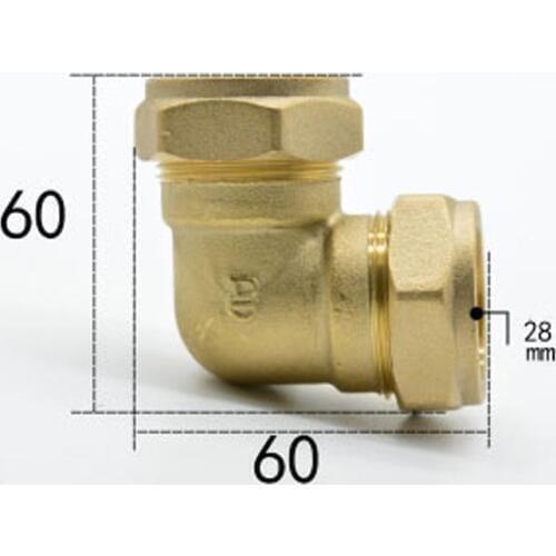 Fit Tube OD 28mm Brass Compression Fitting Union Elbow Connector Water Gas Fuel