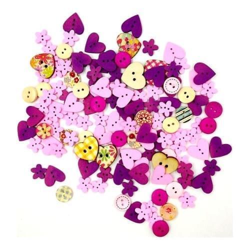 100Pcs/Mixed 2 Hole Wooden Buttons Round Heart-Shaped Decoration Retro Button For Sewing Scrapbooking Clothing Christmas Decor