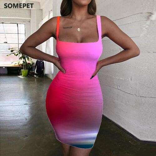 SOMEPET Christmas Dresses Women Colorful Vestido Sexy Abstract Halter Sleeveless Novel Ladies Dresses Womens Clothing Club New
