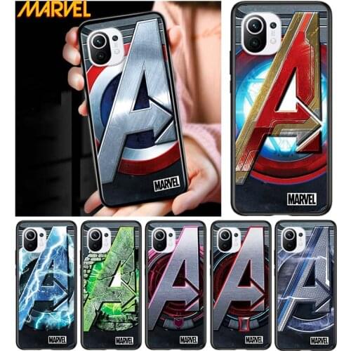 Marvel logo for Xiaomi Mi 11 10T Note 10 Ultra 5G 9 9T SE 8 A3 A2 A1 6X Pro Play F1 Lite 5G Black Phone Case
