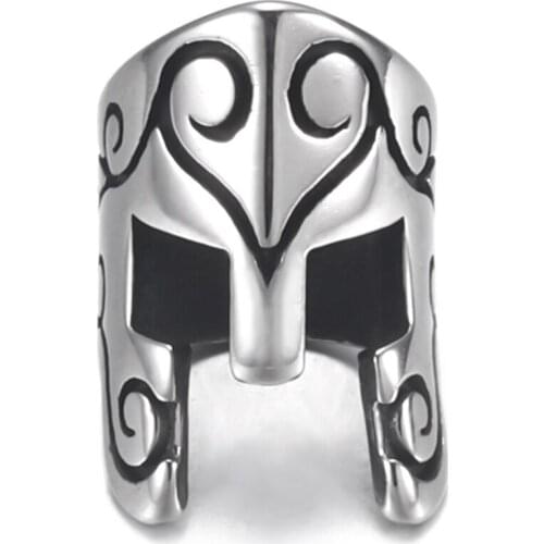 316L Stainless Steel Bead Greek Spartian Warrior Helmet Polished 6mm Hole Beads Charms DIY Bracelet Jewelry Making Accessories