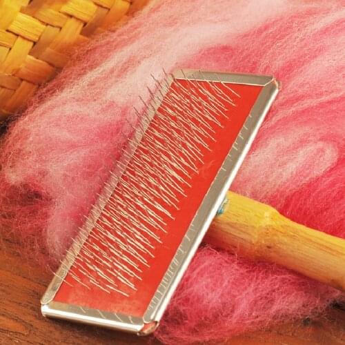 Wool felt DIY Blending wool brush wooden handle small brush carding foreign fiber Mixed wool tool