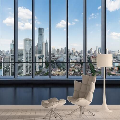 Modern Custom Window View Blue Sky Photo Wallpaper for Living Room Prints Bedside Backdrop TV Sofa Wall Paper Mural 3D Paisagem