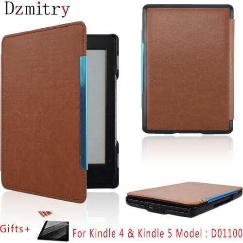 Slim PU Leather Case For Amazon Kinlde 4 kindle 5 Case high quality ebook Cover K4 K5 Model:D01100 eReader Protective shell+Film