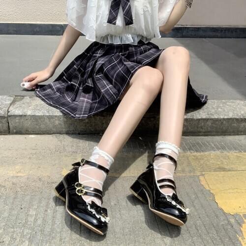 Original Lolita Womens Shoes Round Toe Kawaii Sweet Japanese Loli Girls Lace Black/red Female Gothic Vintage Heart Buckle Cos