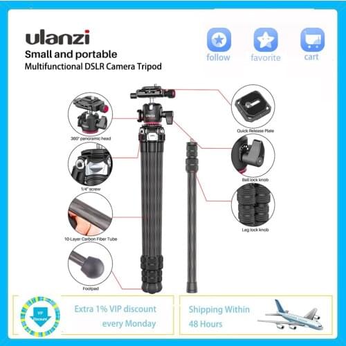 Ulanzi MT-21 Universal Carbon Fiber Tripod DSLR Camera Video Camcorder Professional Monopod 360 Degree Rotatable Selfie Stick