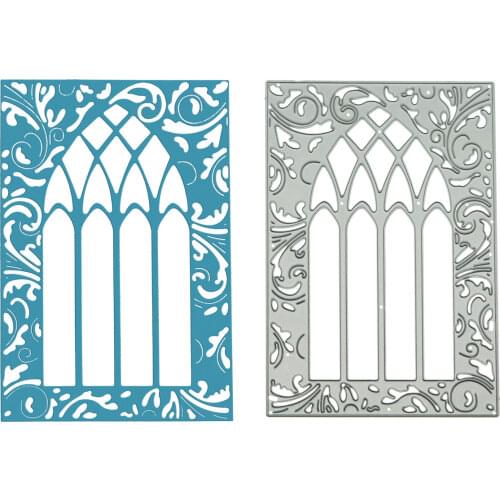 Hollow Out Vintage European Window Pattern Envelope Cover Cutting Dies Scrapbooking Invitation Card Surface Border Cutter