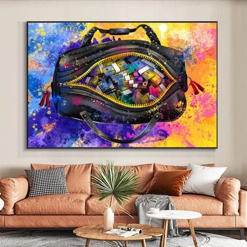 Funny Graffiti Portable Wallet Canvas Painting Wall Art Posters Prints Wall Pictures For Living Room Home Decor Cuadros