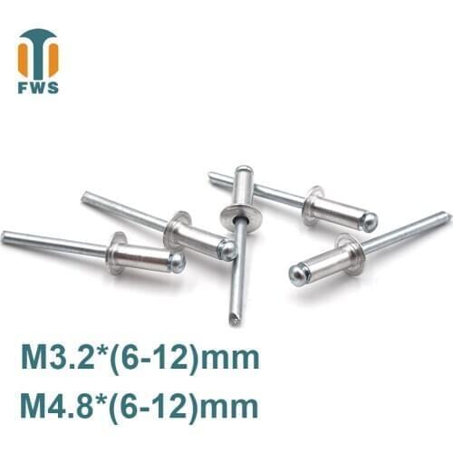 10 PCS M3.2/M4.8 6-12mm DIN EN ISO 15977 GB /T 12618.1 Aluminum Open End Blind Rivets Pop Rivets With Protruding Head