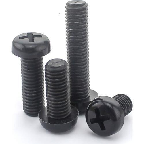 20PCS-M4*6/8/10/12/15/20 10PCS-M4*25/30/35/40 Black Round Head Round Head Plastic Screws /Nylon Screws/ Pan Head Plastic Screws